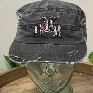 GRAY RTB Real Tough B itch Distressed Cap Hat Biker Babe Motorcycle H008